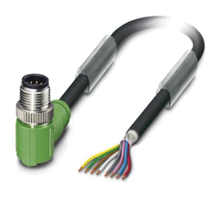 Phoenix Contact 传感器执行器电缆, SAC系列, 8芯, M12