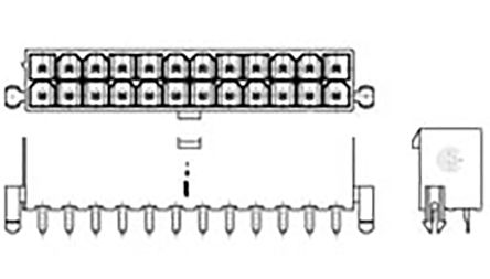 TE Connectivity VAL-U-LOK Leiterplatten-Stiftleiste Gerade, 4-polig / 2-reihig, Raster 4.2mm, Kabel-Platine,