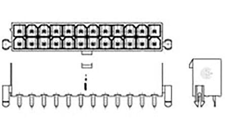 TE Connectivity VAL-U-LOK Leiterplatten-Stiftleiste Gerade, 6-polig / 2-reihig, Raster 4.2mm, Kabel-Platine,