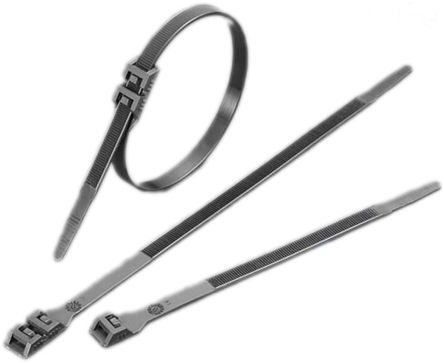 RS PRO 电缆扎带, 尼龙扎带, 双重锁定, 610mm长x9 mm宽, 黑色