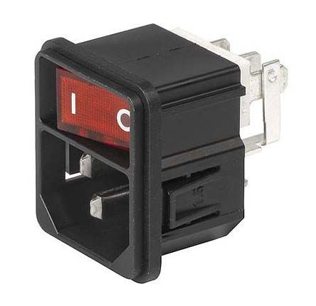 Schurter Conector IEC C14 Macho, Encaje A Presión, 250 V, 10A, Con Interruptor Unipolar