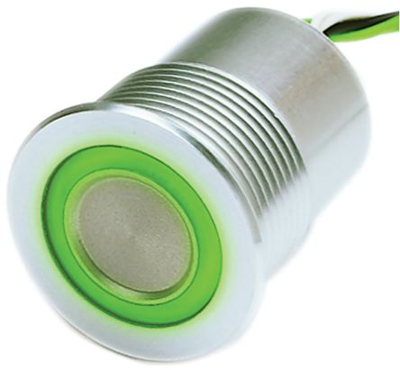 Schurter Piezo-Schalter Unbehandeltes Aluminium 100 MA Freie Polarität Flexibles Kabel Beleuchtet IP67, IP69K 1-poliger