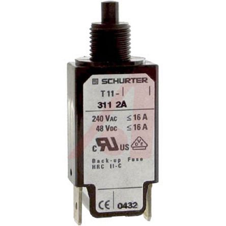 Schurter Disjoncteur Thermique T11-211, 2A, 1 Pôle, 240V