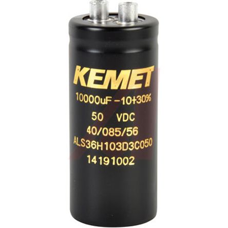 KEMET ALS36, Schraub Aluminium-Elektrolyt Kondensator 10000μF -10 → +30% / 50V Dc, Ø 34.93mm X 79.38mm X