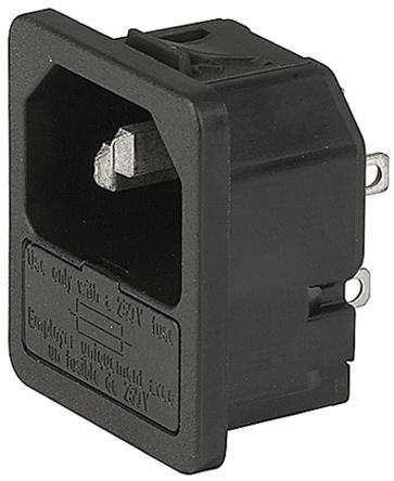 Schurter IEC-Steckverbinder C14 250 V, Gerade, Snap-In, Stecker, 1 Sicherung/en / 10A, Steckverbinder Ohne Schalter