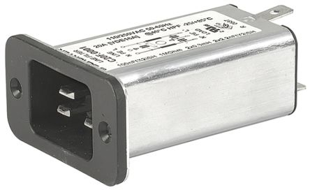Schurter 16 (IEC) A, 20 (UL / CSA) A, 250 V Ac Male Screw Filtered IEC Connector C20F.0101, Quick Connect None Fuse