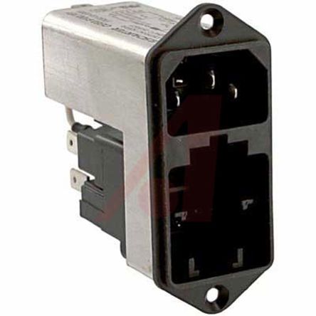 Schurter C14 Panel Mount IEC Connector Male, 1A, 125 V, 250 V, Fuse Size 5 X 20mm