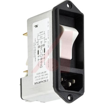 Schurter C14 IEC-Steckerfilter Stecker Mit 2-Pol Schalter, 250 V Ac / 15A, Tafelmontage / Flachsteck-Anschluss