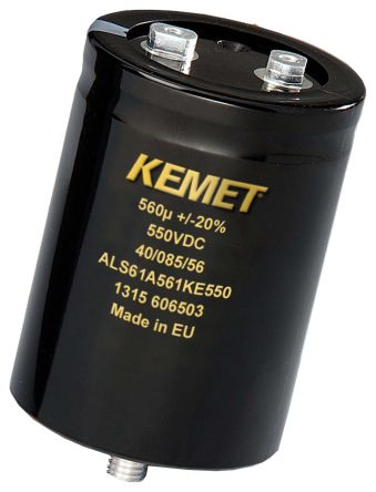 KEMET ALS61, Schraub Aluminium-Elektrolyt Kondensator 1000μF ±20% / 550V Dc, Ø 66mm X 82mm X 82mm, +85°C