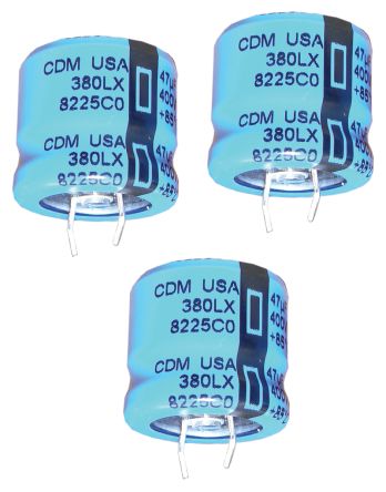 Cornell-Dubilier 380LX Alu Kondensator, Elko 220μF ±20% / 450V Dc, Ø 25mm X 50mm, +85°C