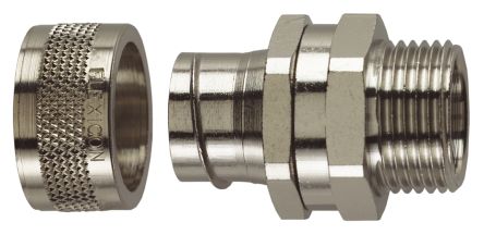 Flexicon Straight, Conduit Fitting, 16mm Nominal Size, M20, Nickel Plated Brass