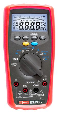 RS PRO IDM98IV Digital-Multimeter, CAT III, CAT IV 1000V Ac / 10A Ac, 40MΩ, ISO-kalibriert