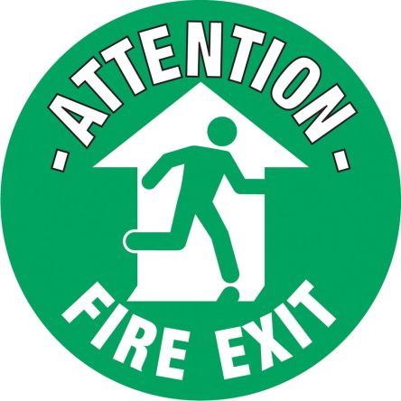 RS PRO Englisch PVC Grün Notausgangsschild, Attention - Fire Exit