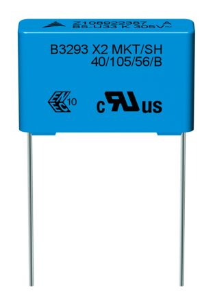 EPCOS B3293 X2 Folienkondensator 100nF ±10% / 305V Ac, THT Raster 15mm