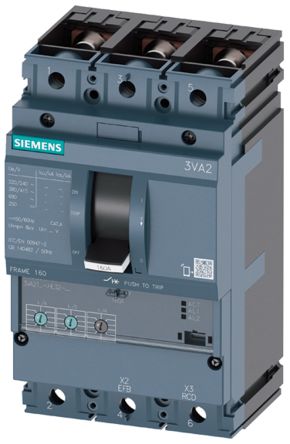 Siemens SENTRON 3VA, Leistungsschalter MCCB 3-polig, 100A / Abschaltvermögen 55 KA 690V, Fest, L. 105mm