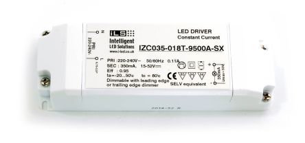Intelligent LED Solutions ILS LED-Treiber 220 → 240 V LED-Treiber, Ausgang 15 → 52V / 350mA, Dimmbar Konstantstrom