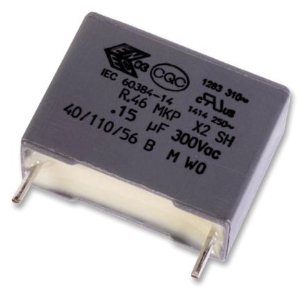 KEMET R46 X2 Folienkondensator 100nF ±10% / 310V Ac, THT Raster 15mm