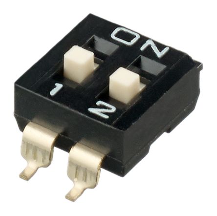 APEM DIP-Schalter 2-stellig 1-poliger Ein-/Ausschalter Phosphorbronze (beweglicher Kontakt) 100 MA (nicht Schaltend) @