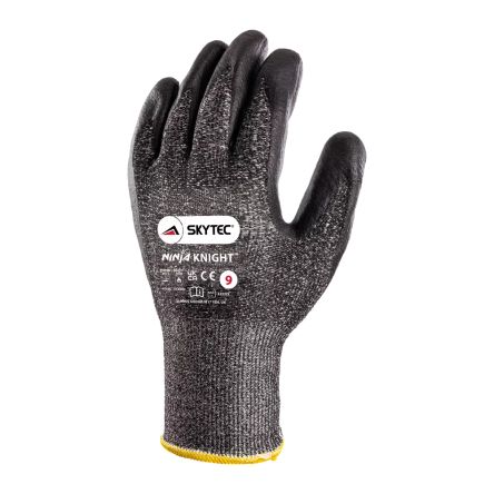 Skytec Black Cut Resistant Glass Fibre, Polyethylene Nitrile-Coated Reusable Gloves 8 - S