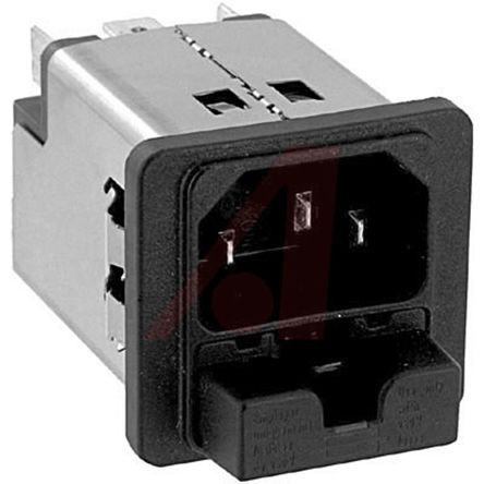 Schurter IEC-Steckverbinder C14 250 V, Snap-In, Stecker, 2 Sicherung/en, 6A, Steckverbinder Ohne Schalter