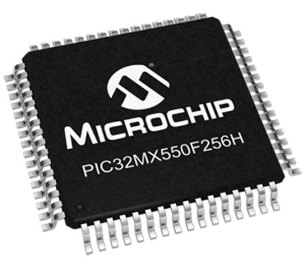 Microchip PIC32MX550F256H-I/PT, 32bit PIC Microcontroller, PIC32MX, 50MHz, 256 KB Flash, 64-Pin TQFP