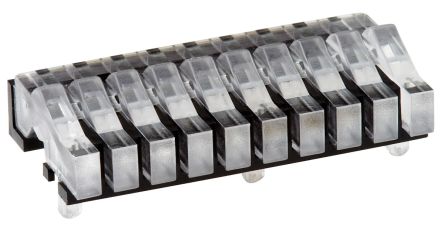 Mentor GmbH 1278.1010 MENTOR, PCB Mounted 10-Way Right Angle LED Light Pipe, Clear Rectangle Lens