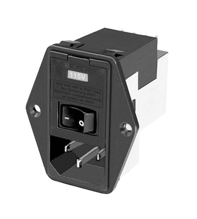 Power Entry Module EMI/RFI Filtered M 3 POS (115VAC/230) VACVAC 6A Switch/Fuse/Voltage Selector RA 1 Port