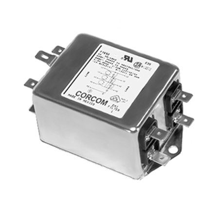 TE Connectivity Corcom AYO Entstörfilter, 250 V Ac, 3A, Flanschmontage, 3-phasig 3 MA / 50Hz Single Stage Zustände