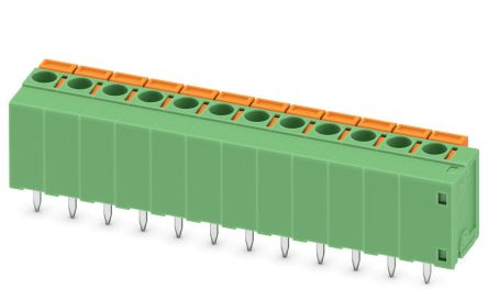 Phoenix Contact FFKDSA1/V1-5.08-12 Series PCB Terminal Block, 12-Contact, 5.08mm Pitch, Through Hole Mount, Spring Cage