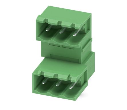 Phoenix Contact, 5.0mm Pitch, MDSTBA 2.5/ 3-GL, 3 Way, Pluggable Terminal Block, Header, Solder Termination, 1874691