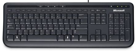Microsoft Tastatur QWERTY (GB) Kabelgebunden Schwarz USB Kompakt, 456 X 160 X 42.7mm