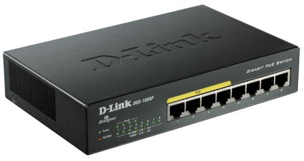 D-Link DGS-1008P Ethernet-Switch Desktop PoE 8-Port Unmanaged 10/100/1000Mbit/s EU 190 X 120 X 38mm