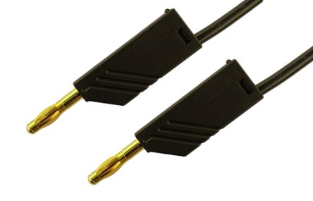 Hirschmann Test & Measurement Cable De Prueba Con Conector De 4 Mm Hirschmann De Color Negro, Macho-Macho, 30 V Ac, 60V Dc, 32A, 1m