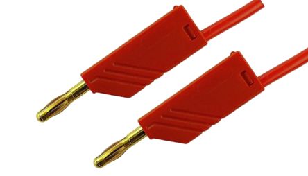 Hirschmann Test & Measurement Cable De Prueba Con Conector De 4 Mm Hirschmann De Color Rojo, Macho-Macho, 30 V Ac, 60V Dc, 32A, 1m