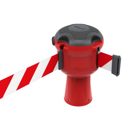 9m Red, White Barrier &amp; Stanchion Tape Cassette for use with Traffic Cone, Unique Post &amp; Base System