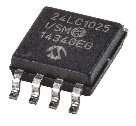 Microchip 1MBit Serieller EEPROM-Speicher, Seriell-I2C Interface, SOIJ, 900ns SMD 128 X 8 Bit, 128 X 8-Pin 8bit