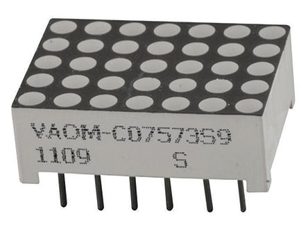 VCC VAOM-C07573S9-BW/32 Dot Matrix LED Display, CC 5 x 7 Dot Matrix Red 9 (Per Dot) mcd