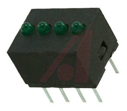 Dialight Indicador LED Para PCB Verde, λ 569 Nm, 4 LEDs, 40°, Dim. 7.77 X 10.29 X 10.16mm, Mont. Pasante