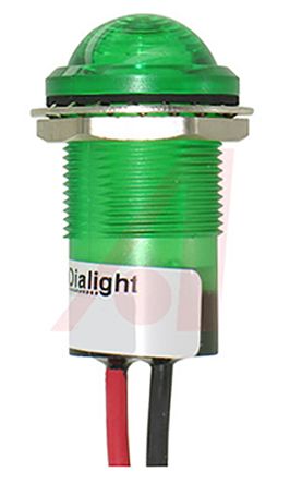 Dialight LED Schalttafel-Anzeigelampe Grün 5V Dc, Montage-Ø 17.5mm, Leiter