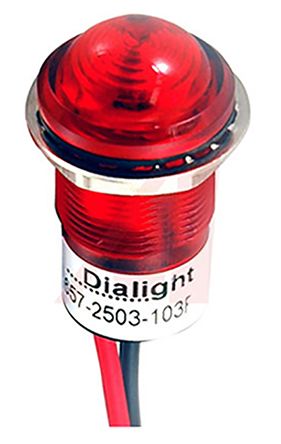 Dialight LED Schalttafel-Anzeigelampe Rot 24V Dc, Montage-Ø 17.5mm, Leiter