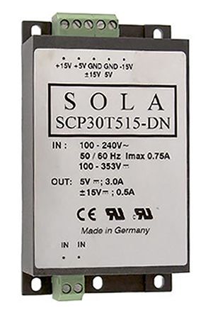 SolaHD SCP 3-Kanal DIN-Schienen Netzteil 30W, 85 → 264V Ac, 5 V Dc, ±15 V Dc / 3 A, 500 MA
