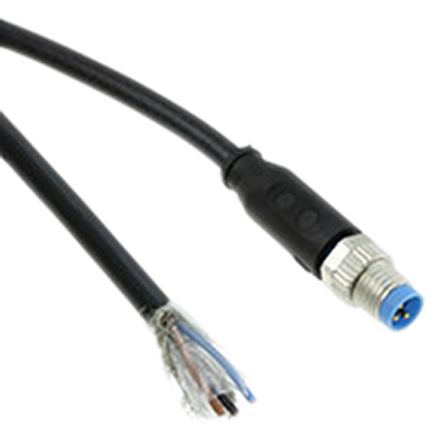TE Connectivity Cable De Conexión, Con. A M8 Macho, 3 Polos, Con. B Sin Terminación, Cod.: A, Long. 1.5m, 60 V Ac /