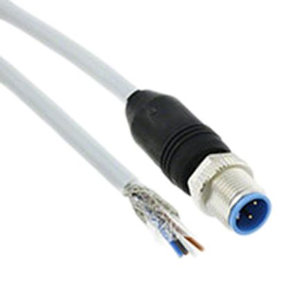 TE Connectivity Straight Male 4 Way M12 To Unterminated Sensor Actuator Cable, 1.5m