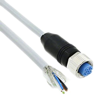 TE Connectivity Cable De Conexión, Con. A M12 Hembra, 5 Polos, Con. B Sin Terminación, 5 Polos, Cod.: A, Long. 1.5m,