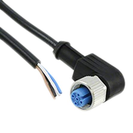 TE Connectivity Right Angle Female 4 Way M12 To Unterminated Sensor Actuator Cable, 1.5m