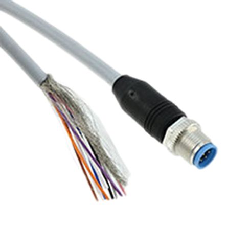 TE Connectivity Cable De Conexión, Con. A M12 Macho, 8 Polos, Con. B Sin Terminación, Cod.: A, Long. 1.5m, 30 V Ac /