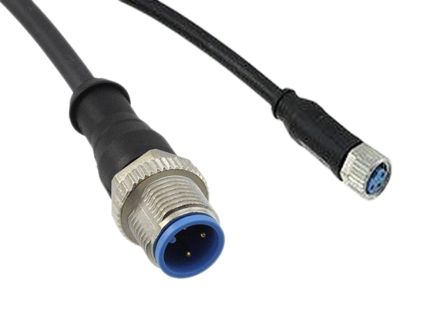 TE Connectivity Cable De Conexión, Con. A M8 Hembra, 3 Polos, Con. B M12 Macho, 3 Polos, Cod.: A, Long. 1.5m, 60 V Ac