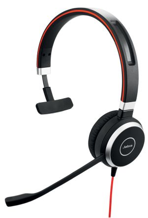 Jabra Evolve 40 On-Ear-Headset USB A Schwarz, Rot Verdrahtet