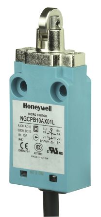 Honeywell NGC Endschalter, Rollenstößel, 1-poliger Wechsler, Schließer/Öffner, IP 67, Kunststoff, 6A Anschluss Kabel