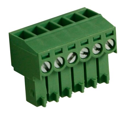 RS PRO Steckbarer Klemmenblock Steckverbinder 6-Kontakte 3.5mm-Raster Gewinkelt